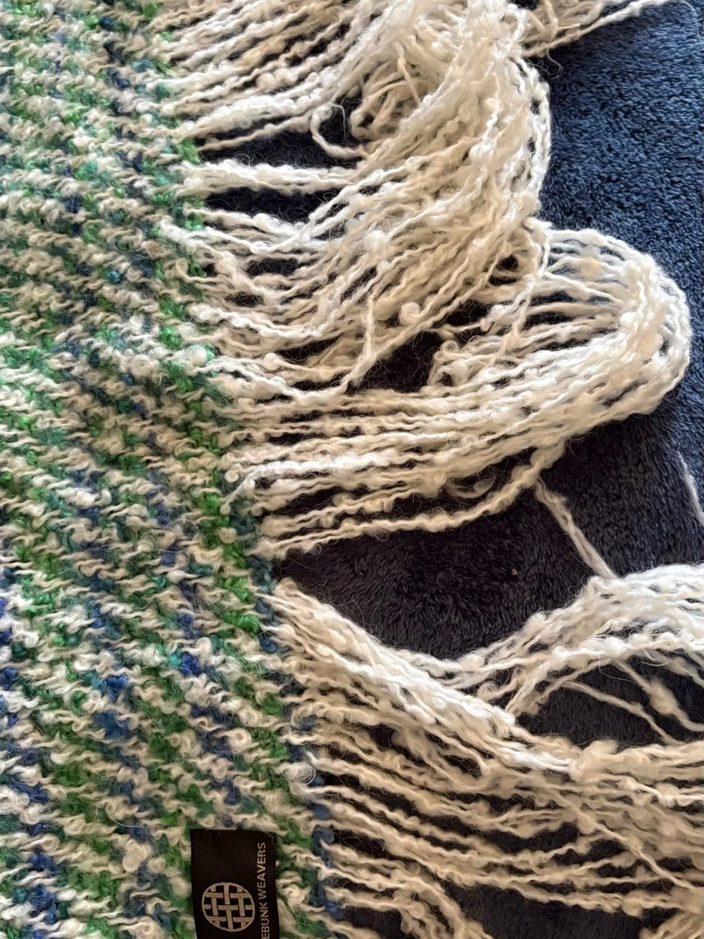 Woven Throw Blanket in Green and Blue – Unbranded